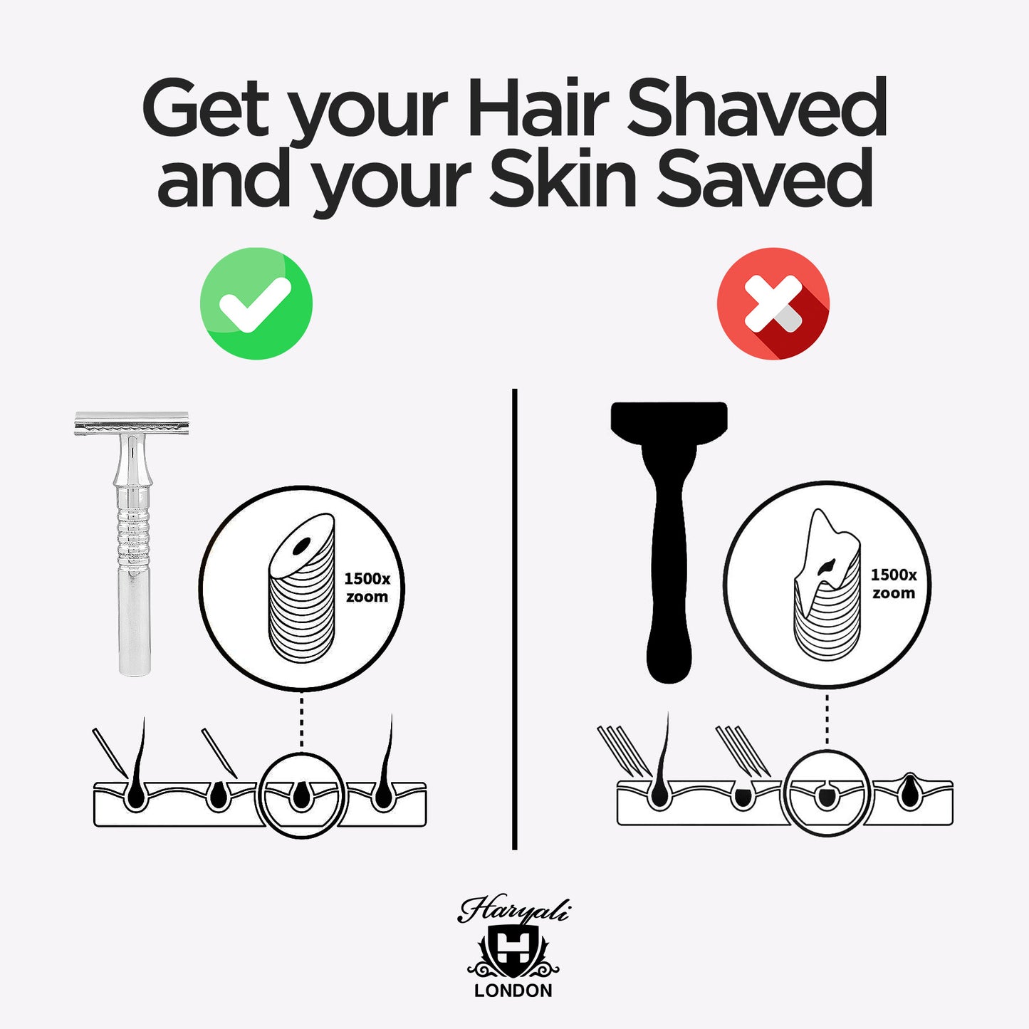 Haryali's Classy Safety Razor - Steel Handle