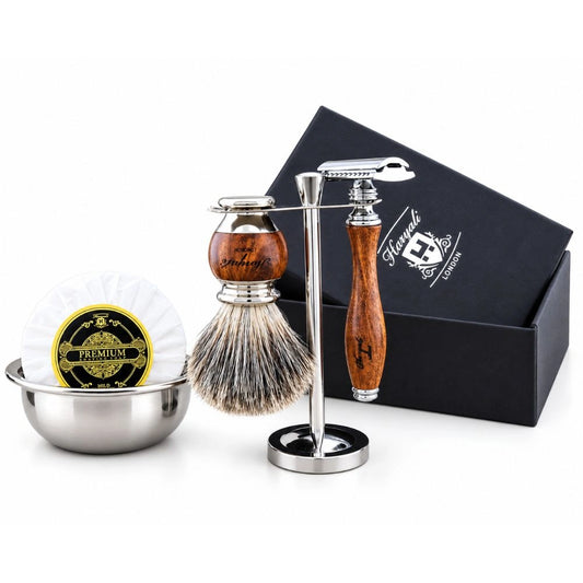 Haryali's Wooden Range Super Badger Shaving Kit