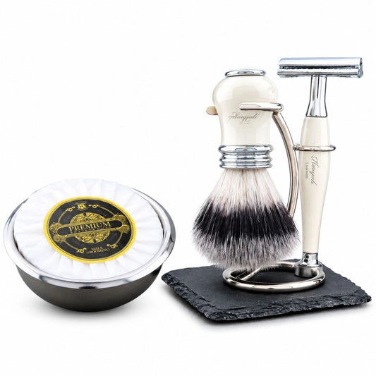 5 Piece Lille Silver Synthetic Complete Shaving Kit for Men