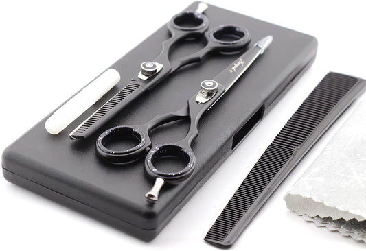 Haryali Black Professional 6 Inch Hair Cutting Thinning Scissors Set - HARYALI LONDON