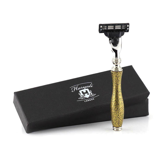 Haryali's Antique 3 Edge Shaving Razor - Gold - HARYALI LONDON