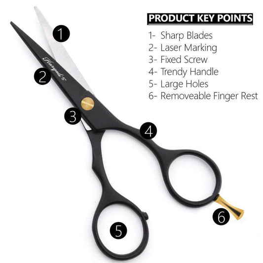 Haryali Black 5” Beard & Moustache Hair Trimming Scissor - HARYALI LONDON