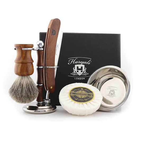 Haryali's Wooden Cut Throat Razor Kit - HARYALI LONDON