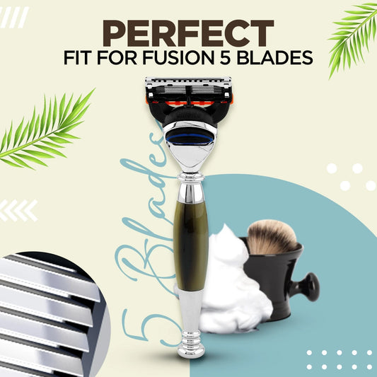 Tandoori 5 Blade Razor Half Tortoise Horn Imitation - HARYALI LONDON