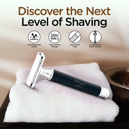 Haryali's Round Double Edge Safety Razor - Black - HARYALI LONDON