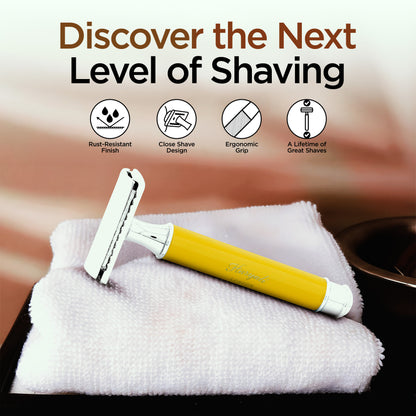 Haryali's Round Safety Razor - Yellow - HARYALI LONDON