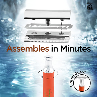 Haryali's Round Double Edge Safety Razor - Orange - HARYALI LONDON