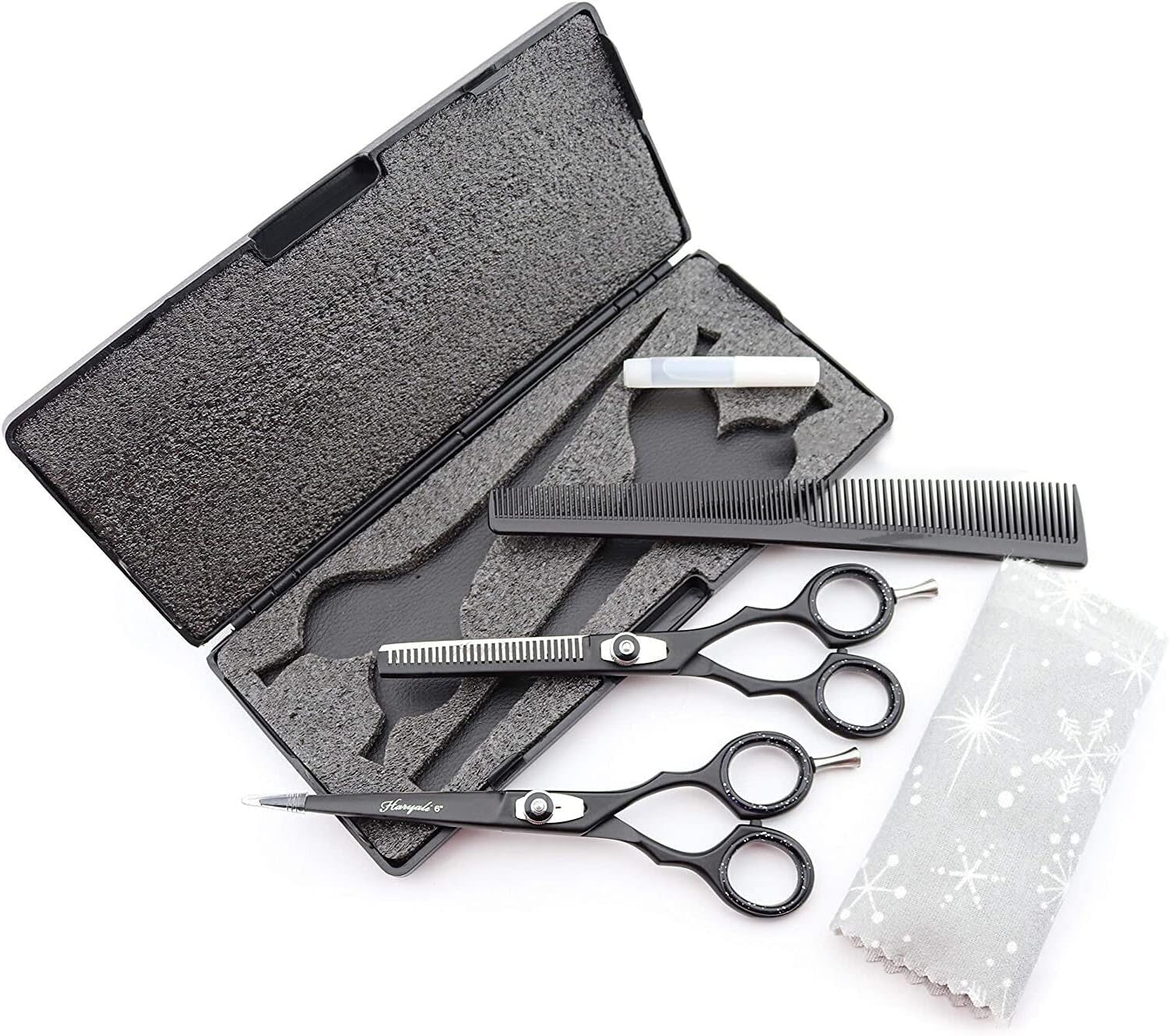 Black Professional 6 Inch Hair Cutting Thinning Scissors Set | HARYALI ...