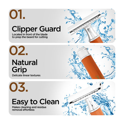 Haryali's Round Double Edge Safety Razor - Orange - HARYALI LONDON