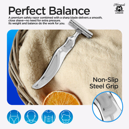 Double Edge Razor Stainless Steel Wavy - HARYALI LONDON