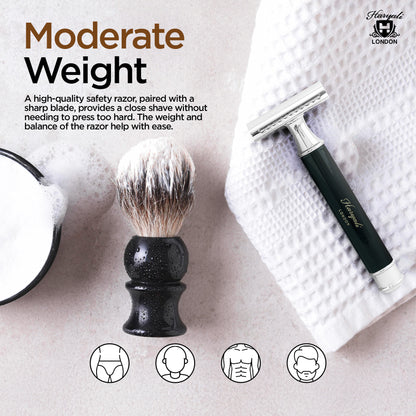 Haryali's Round Double Edge Safety Razor - Black - HARYALI LONDON