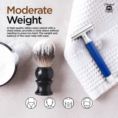 Haryali's Round Double Edge Safety Razor - Blue - HARYALI LONDON