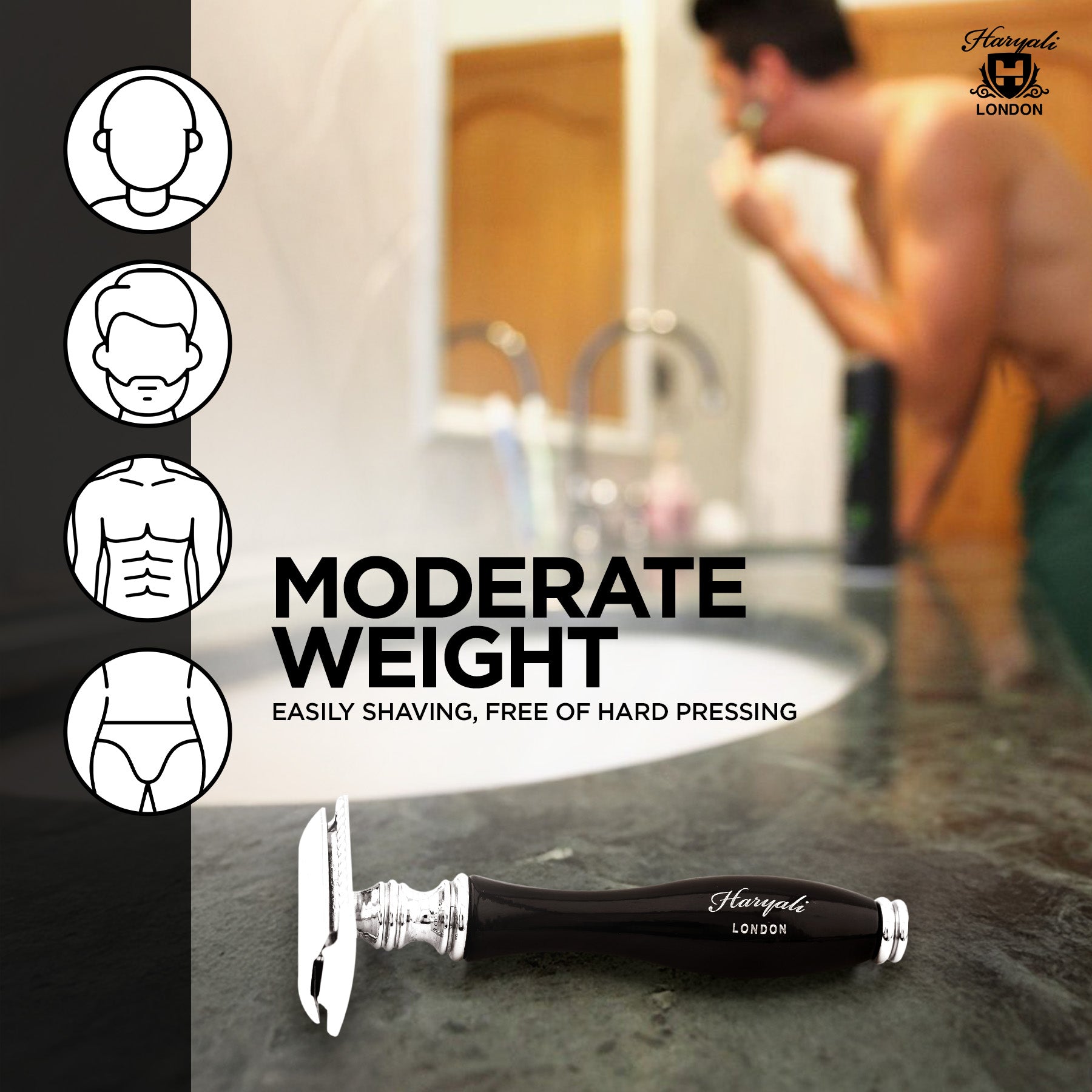 Haryali's Double Edge Safety Razor - Black - HARYALI LONDON