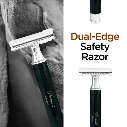 Haryali's Round Double Edge Safety Razor - Black - HARYALI LONDON
