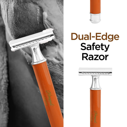 Haryali's Round Double Edge Safety Razor - Orange - HARYALI LONDON