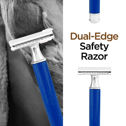 Haryali's Round Double Edge Safety Razor - Blue - HARYALI LONDON