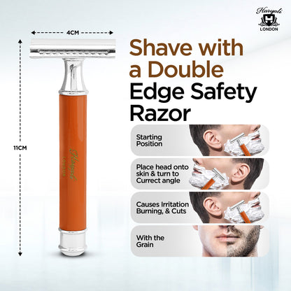 Haryali's Round Double Edge Safety Razor - Orange - HARYALI LONDON