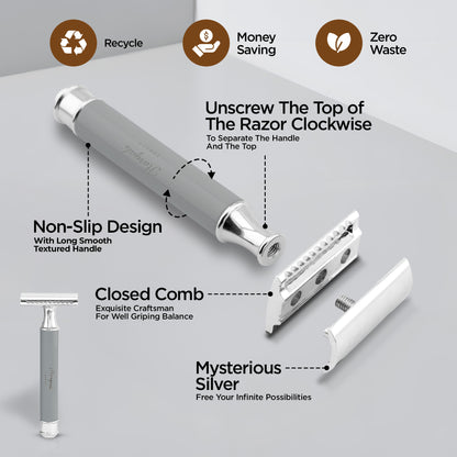 Haryali Double Edge Razor Titan - Grey - HARYALI LONDON