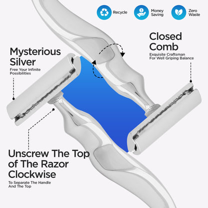 Double Edge Razor Stainless Steel Wavy - HARYALI LONDON