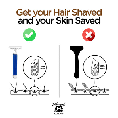 Haryali's Round Double Edge Safety Razor - Blue - HARYALI LONDON