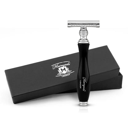 OBH Double Edge Safety Razor in Wooden, Ivory & Black Handle