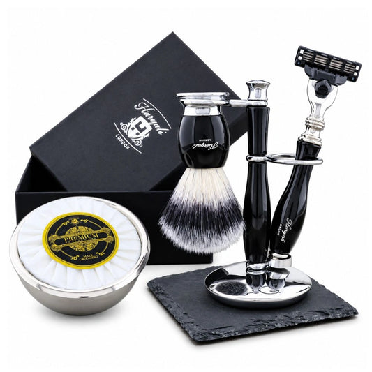 Indigo 5 Piece Vegan Silver Brush Shaving Kit For Men