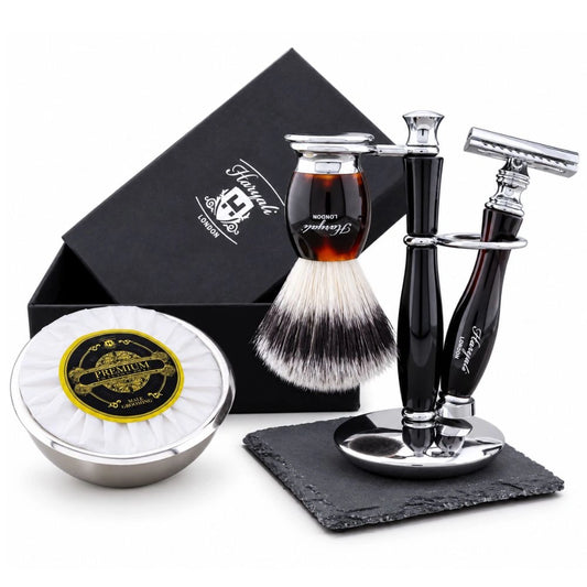 Indigo 5 Piece Vegan Silver Brush Shaving Kit For Men