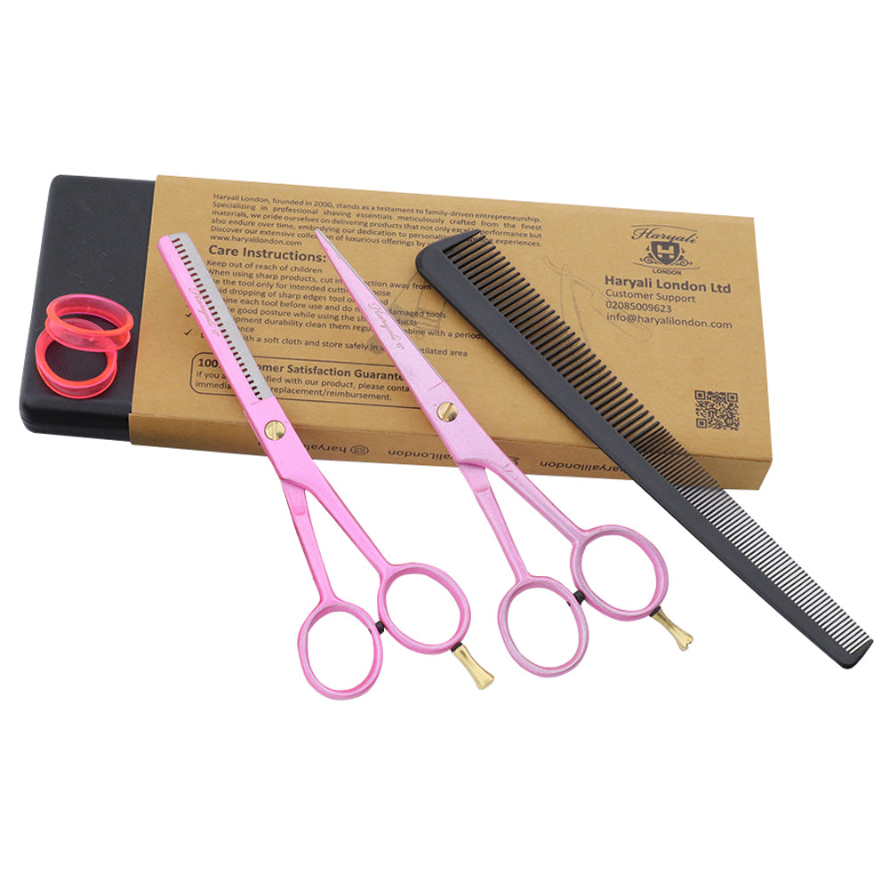 Pink Right Handed 6" Hair Cutting Scissors Thinning Shears Set