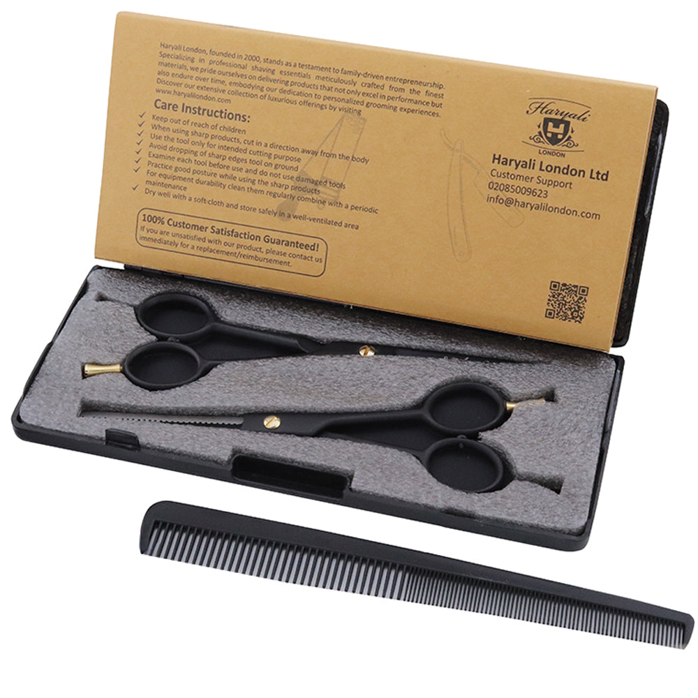 Black 6" Right-Handed Hair Scissors and Thinning Shears Set
