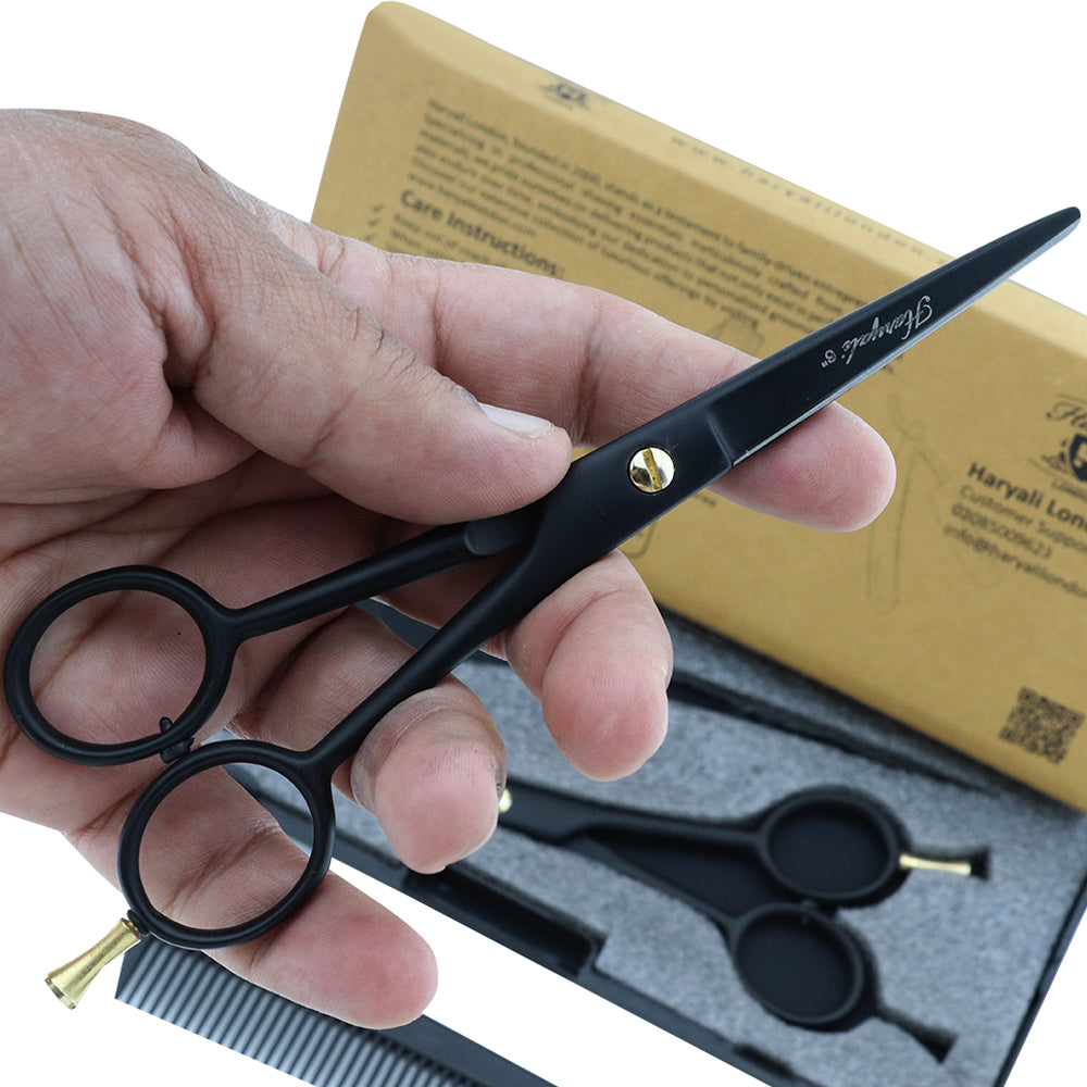 Black 6 Inch Hairdressing Barber Scissors & Thinning Scissors Set