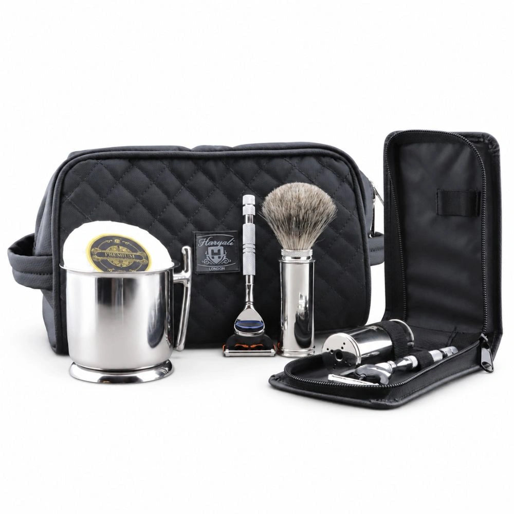 Nevada 6 Pc Grey Fibre Travel Shaving Kit for Men