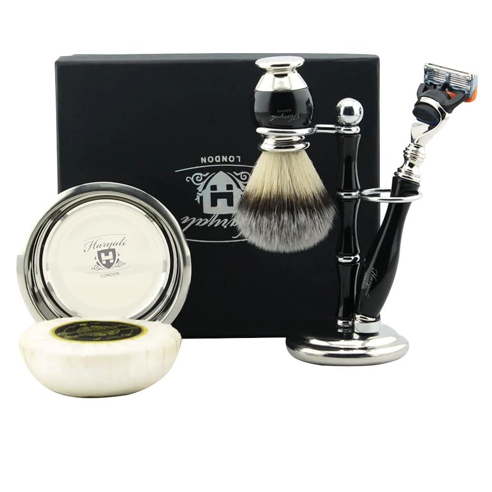 5 Pcs Shaving Kit - 5 Edge Razor - Black – HARYALI LONDON