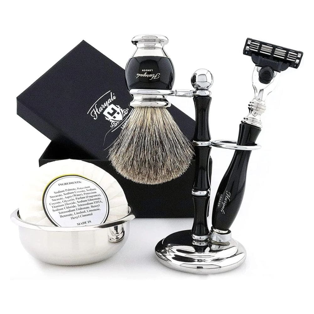 Best Razor Set 5 Pcs Shaving Set - 3 Edge Razor - Black – HARYALI LONDON