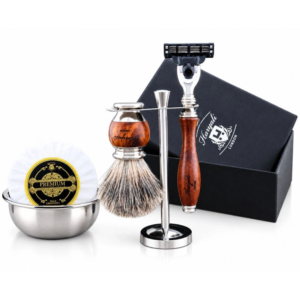 Haryalis Wooden Range Super Badger Rasierset