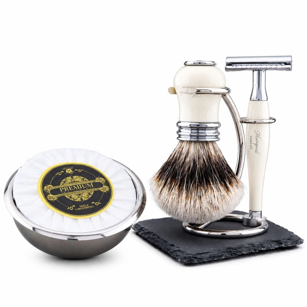 Haryalis Lille Range Silberspitz-Dachshaar-Rasierset