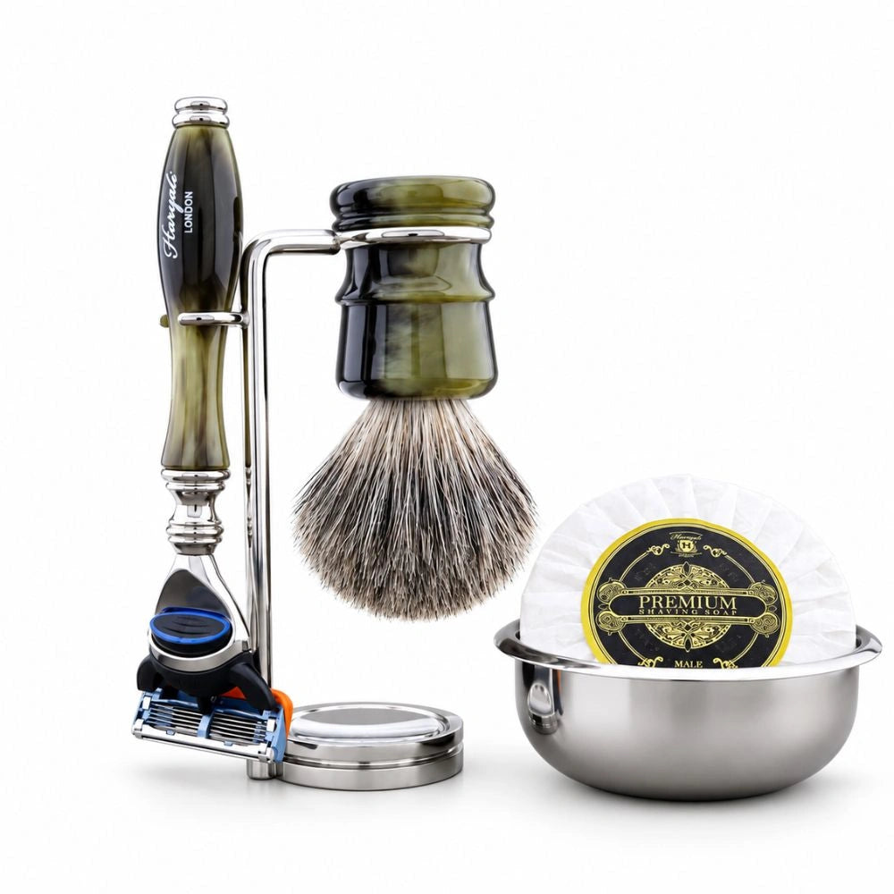Lincoln 5-Pc Grey Fibre Shaving Kit for Wet Shaving