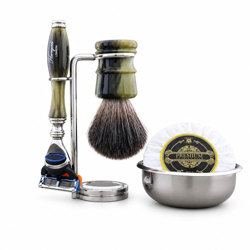 5 Pc Lincoln Vegan Black Hair Shaving Kit with Stand