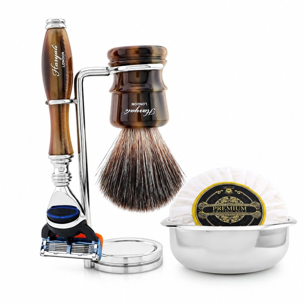 5 Pc Lincoln Vegan Black Hair Shaving Kit with Stand