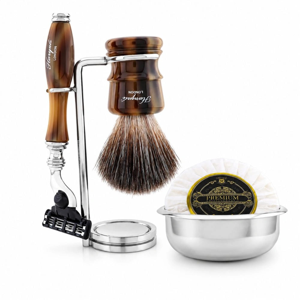 5 Pc Lincoln Vegan Black Hair Shaving Kit with Stand