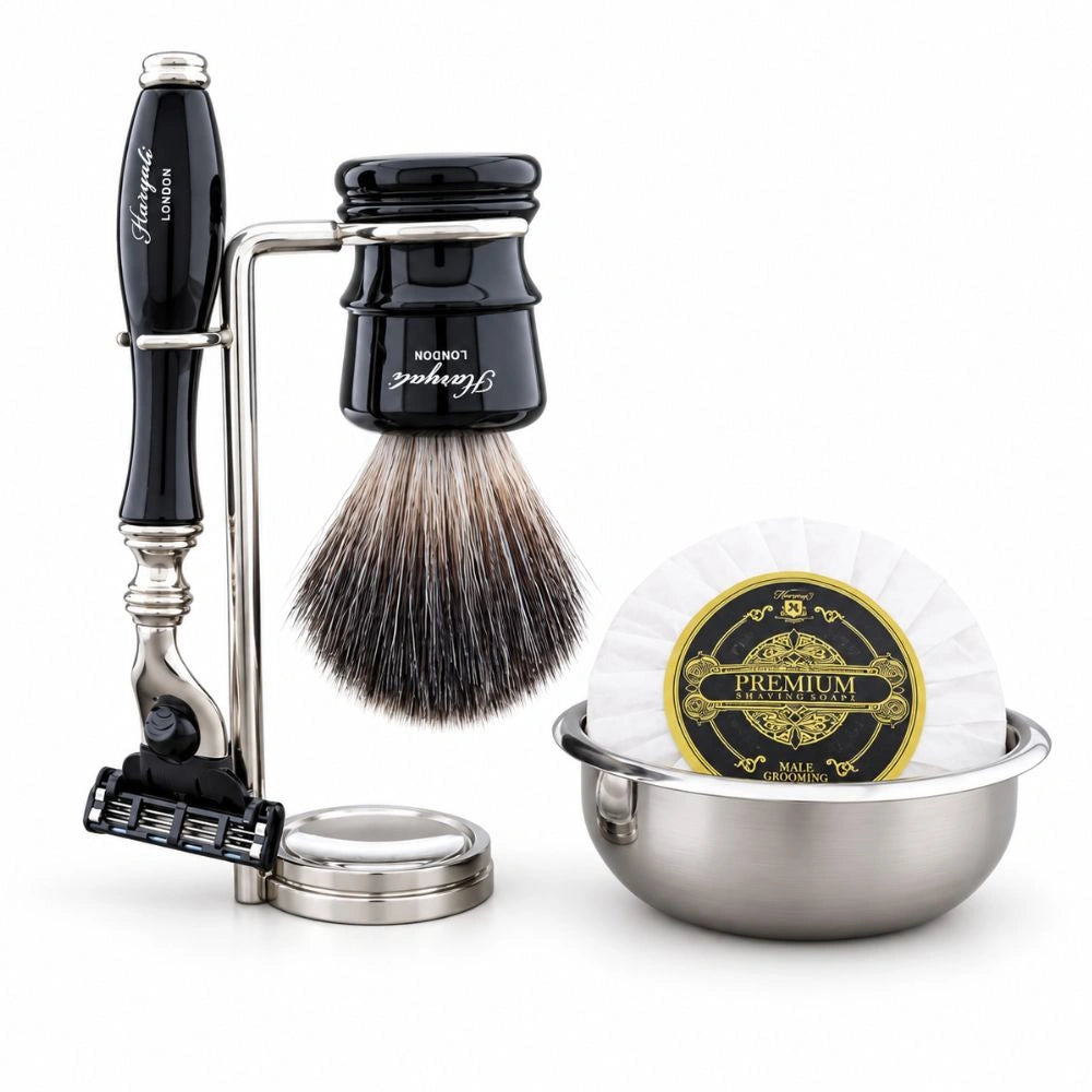 5 Pc Lincoln Vegan Black Hair Shaving Kit with Stand