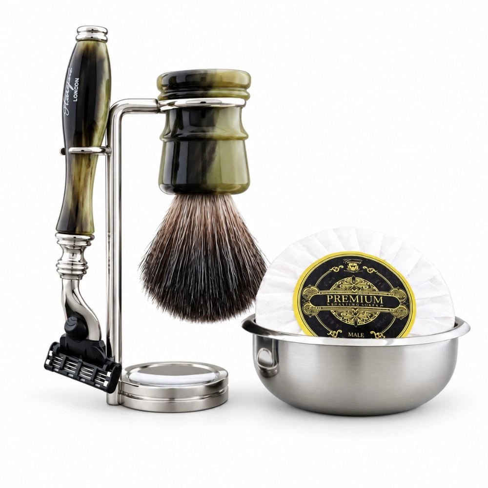 5 Pc Lincoln Vegan Black Hair Shaving Kit with Stand