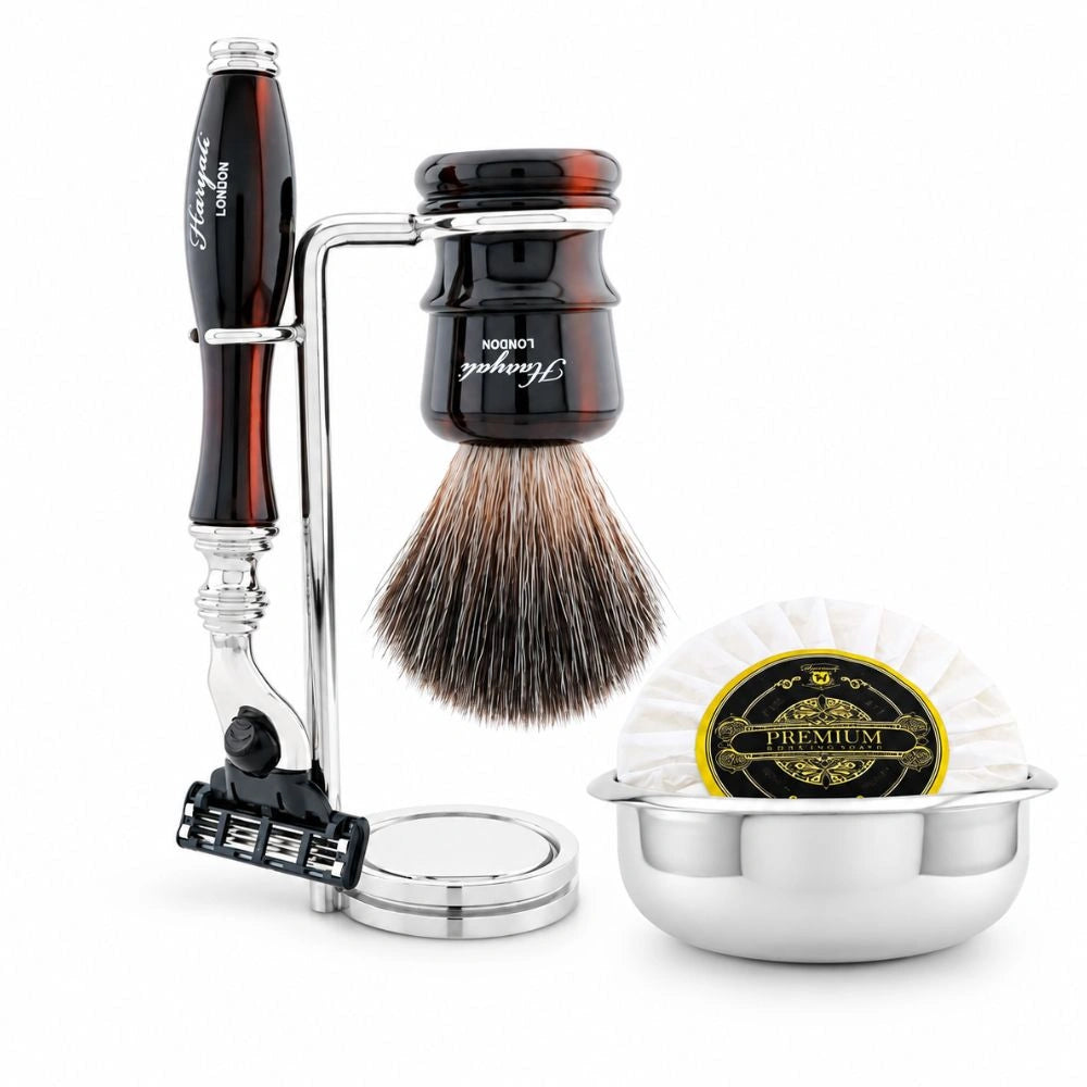 5 Pc Lincoln Vegan Black Hair Shaving Kit with Stand