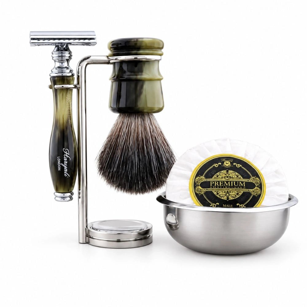 5 Pc Lincoln Vegan Black Hair Shaving Kit with Stand