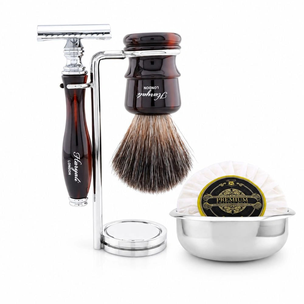 5 Pc Lincoln Vegan Black Hair Shaving Kit with Stand