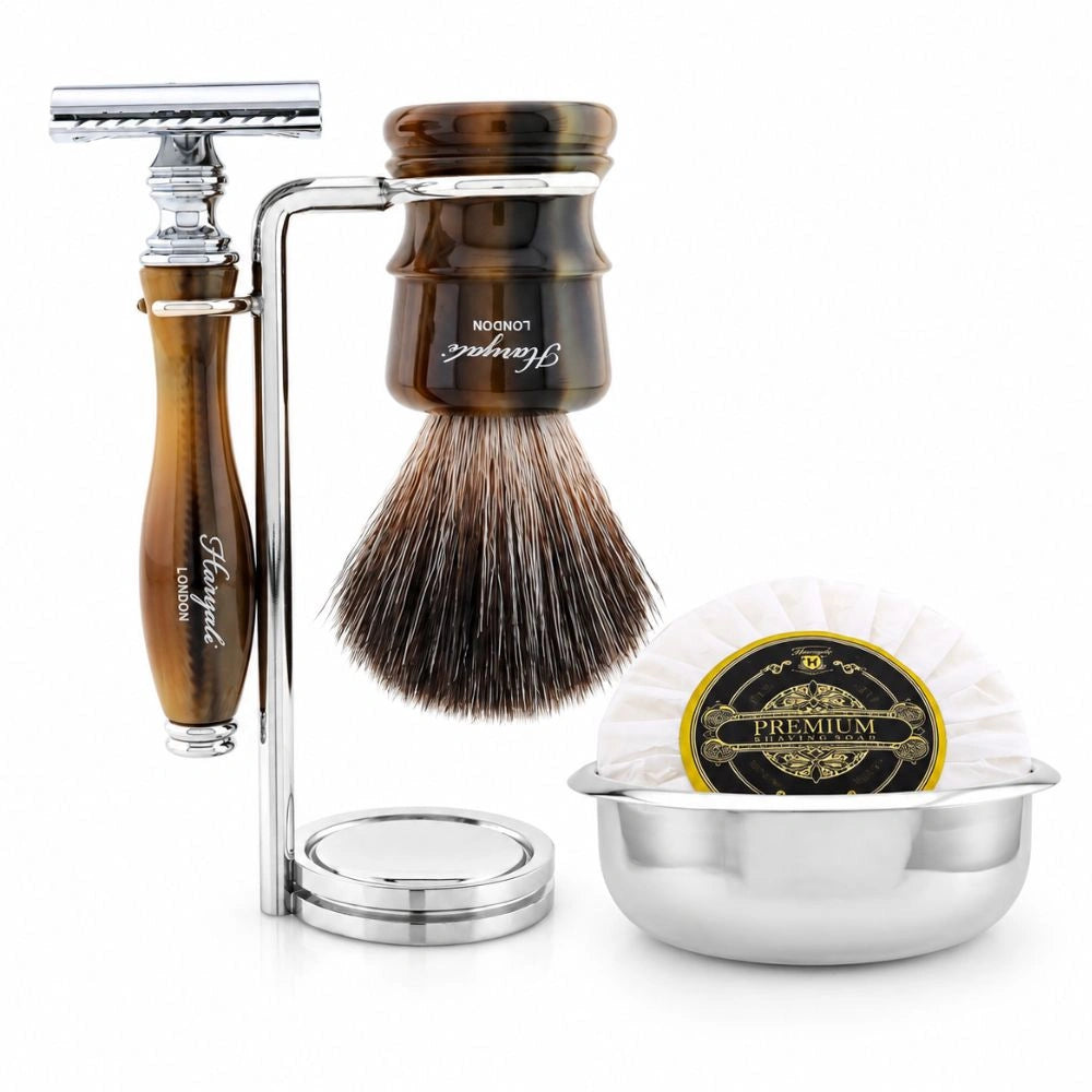 5 Pc Lincoln Vegan Black Hair Shaving Kit with Stand