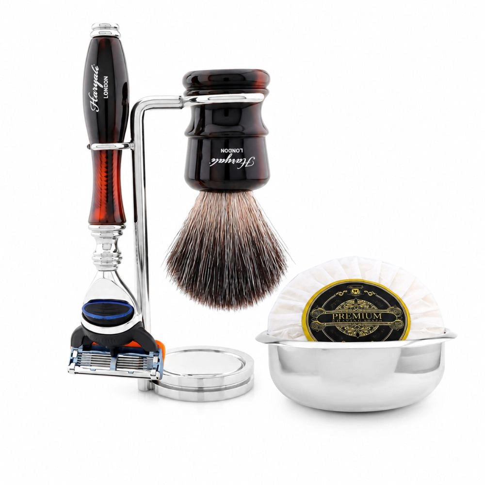 5 Pc Lincoln Vegan Black Hair Shaving Kit with Stand