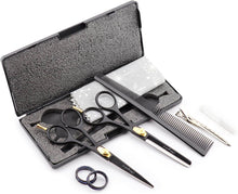 Load image into Gallery viewer, Haryali Black 6 Inch Hairdressing Barber Scissors Thinning Shears Set - HARYALI LONDON
