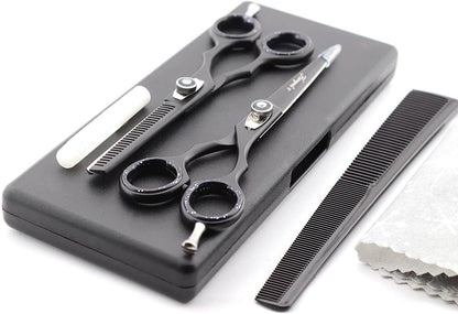 Haryali Black Professional 6 Inch Hair Cutting Thinning Scissors Set - HARYALI LONDON