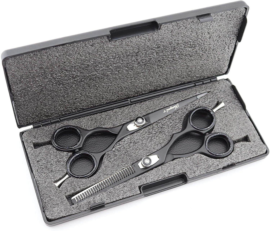 Black Professional 6 Inch Hair Cutting Thinning Scissors Set | HARYALI ...