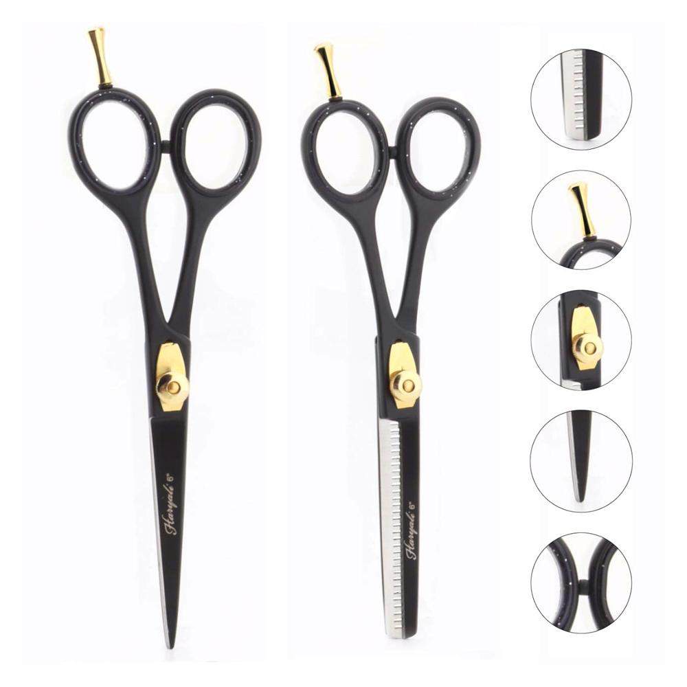Professional Black 6" Hairdressing Thinning Scissors Hair Cutting Shears Set - HARYALI LONDON